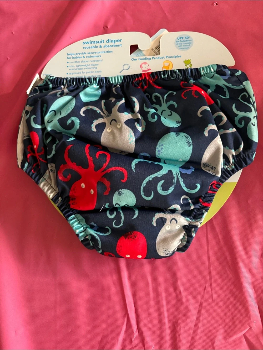 i play. Octopus Print Swim Diaper - Navy, Aqua & Red